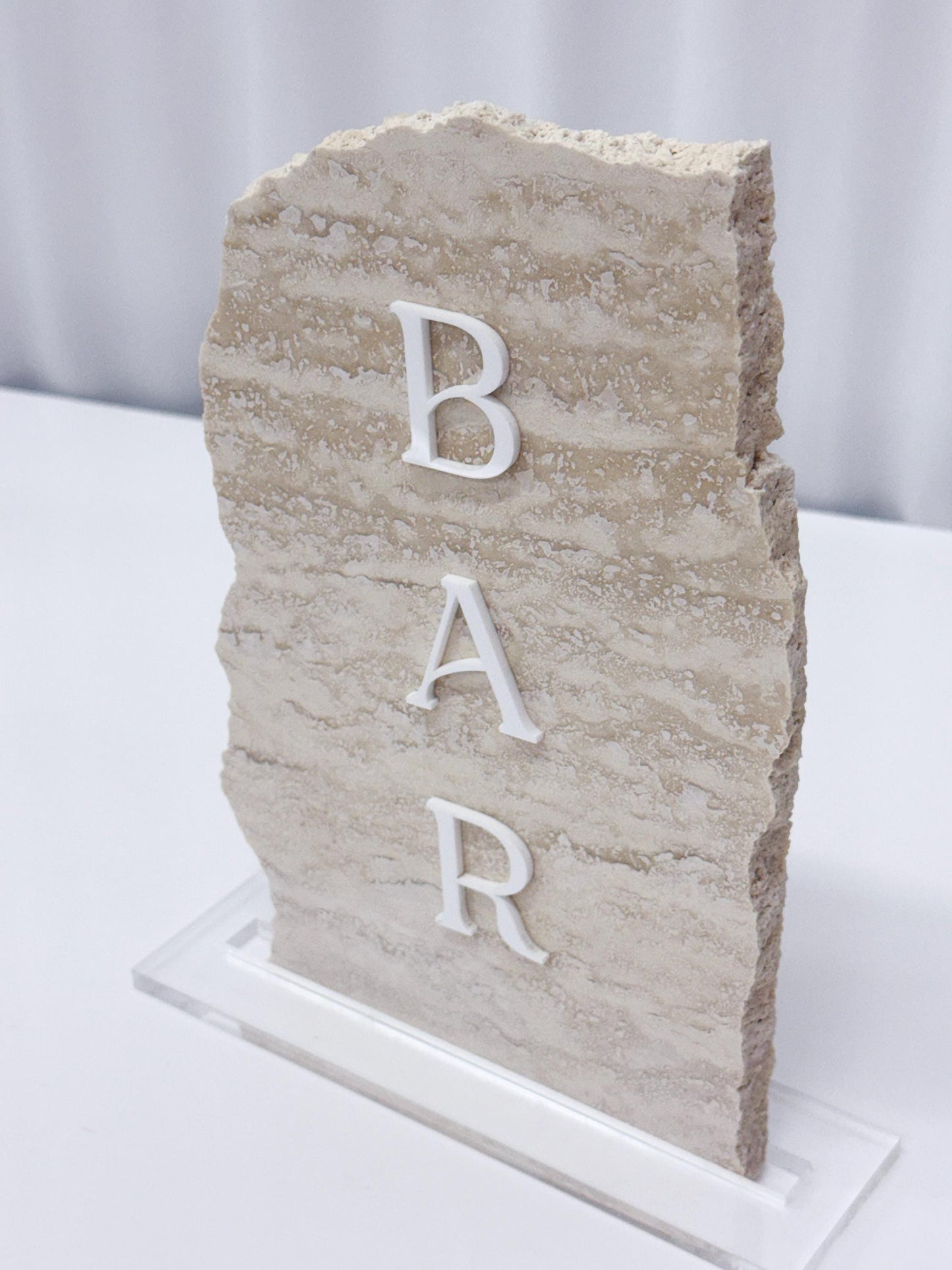 Travertine Stone 3D Bar Table Sign | Wedding Sign | Modern Wedding Decor | Favor Sign | Party Tabletop Signs | Bar Decor