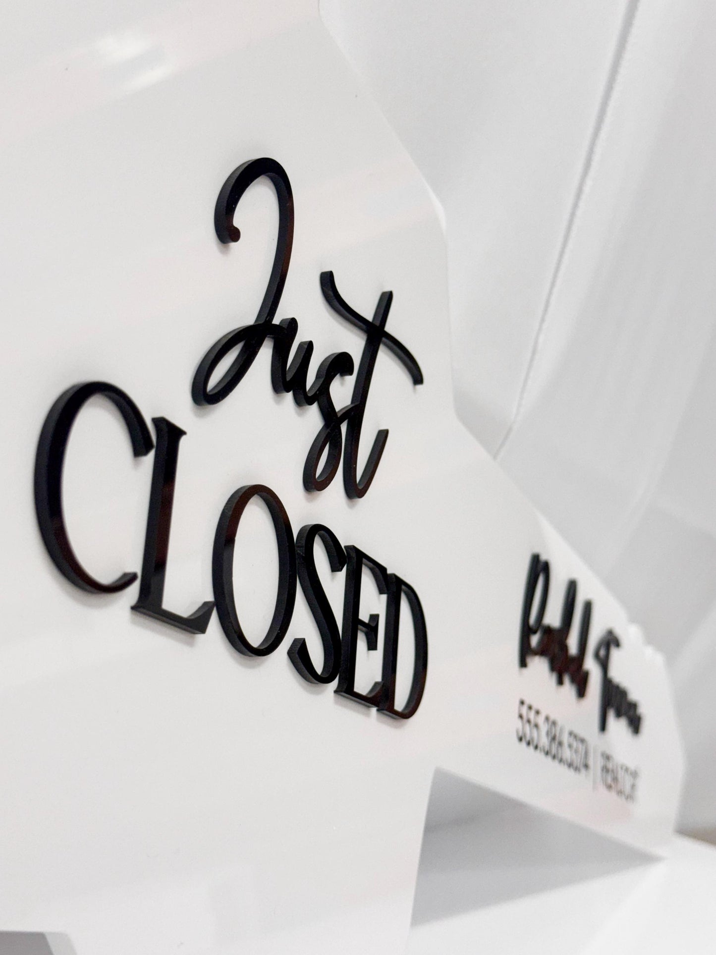 Just Closed Realtor Key | House Shaped Closing Sign | Personalized Real Estate Closing Prop | Realtor Gift | Open House Decor