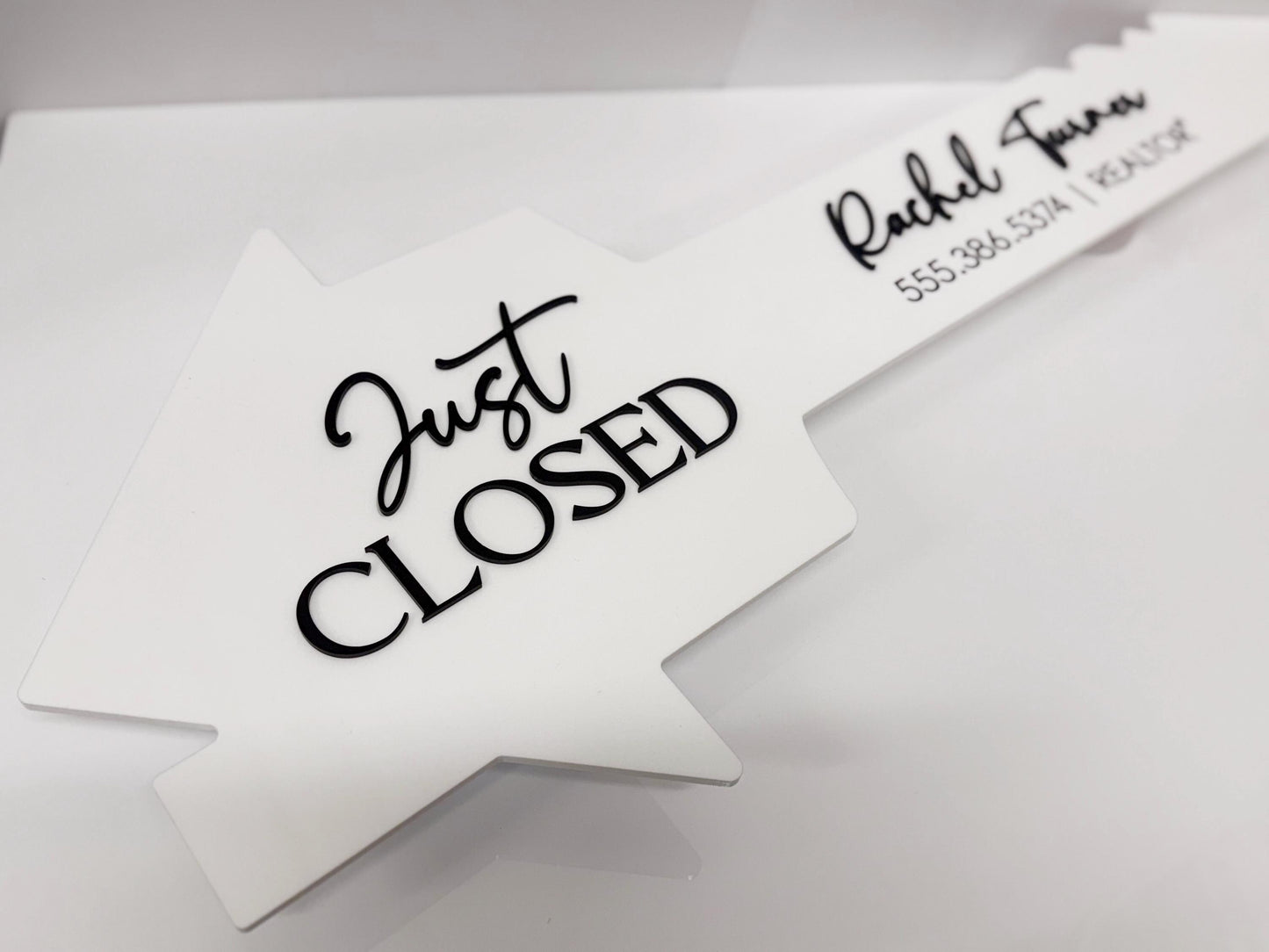 Just Closed Realtor Key | House Shaped Closing Sign | Personalized Real Estate Closing Prop | Realtor Gift | Open House Decor