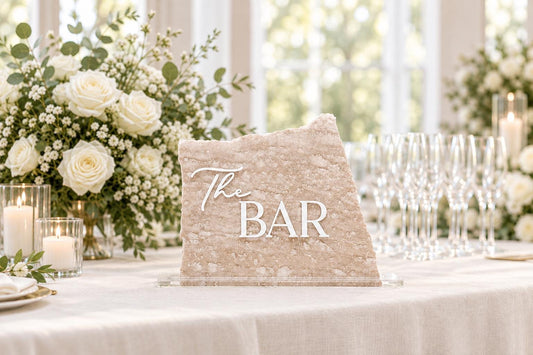 Travertine Stone 3D Bar Table Sign
