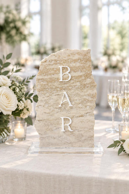 Travertine Stone 3D Bar Table Sign