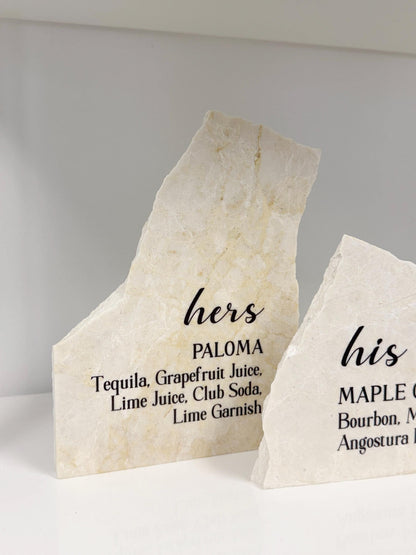 His & Hers Signature Cocktail Stone Signs