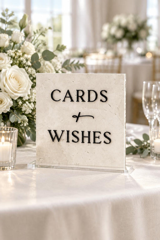 Marble 3D Cards and Wishes Table Sign