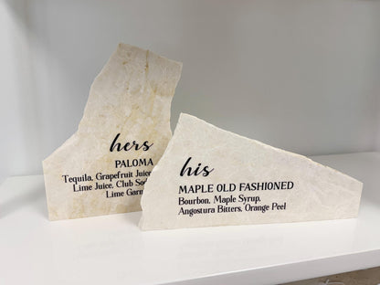 His & Hers Signature Cocktail Stone Signs