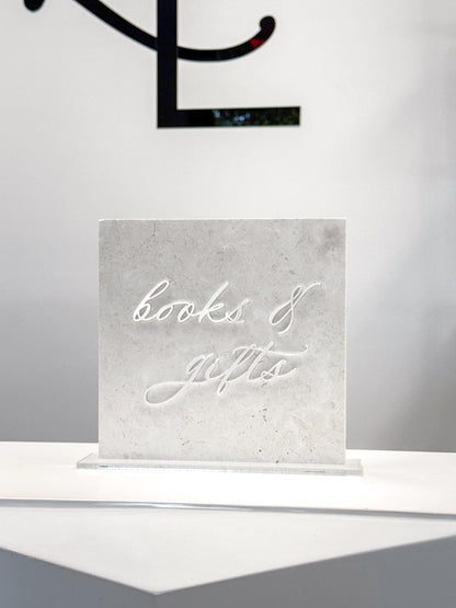 White Marble 3D Books & Gifts Table Sign | Wedding Sign | Gift Table Sign | Wedding Reception Sign | Acrylic Lettering