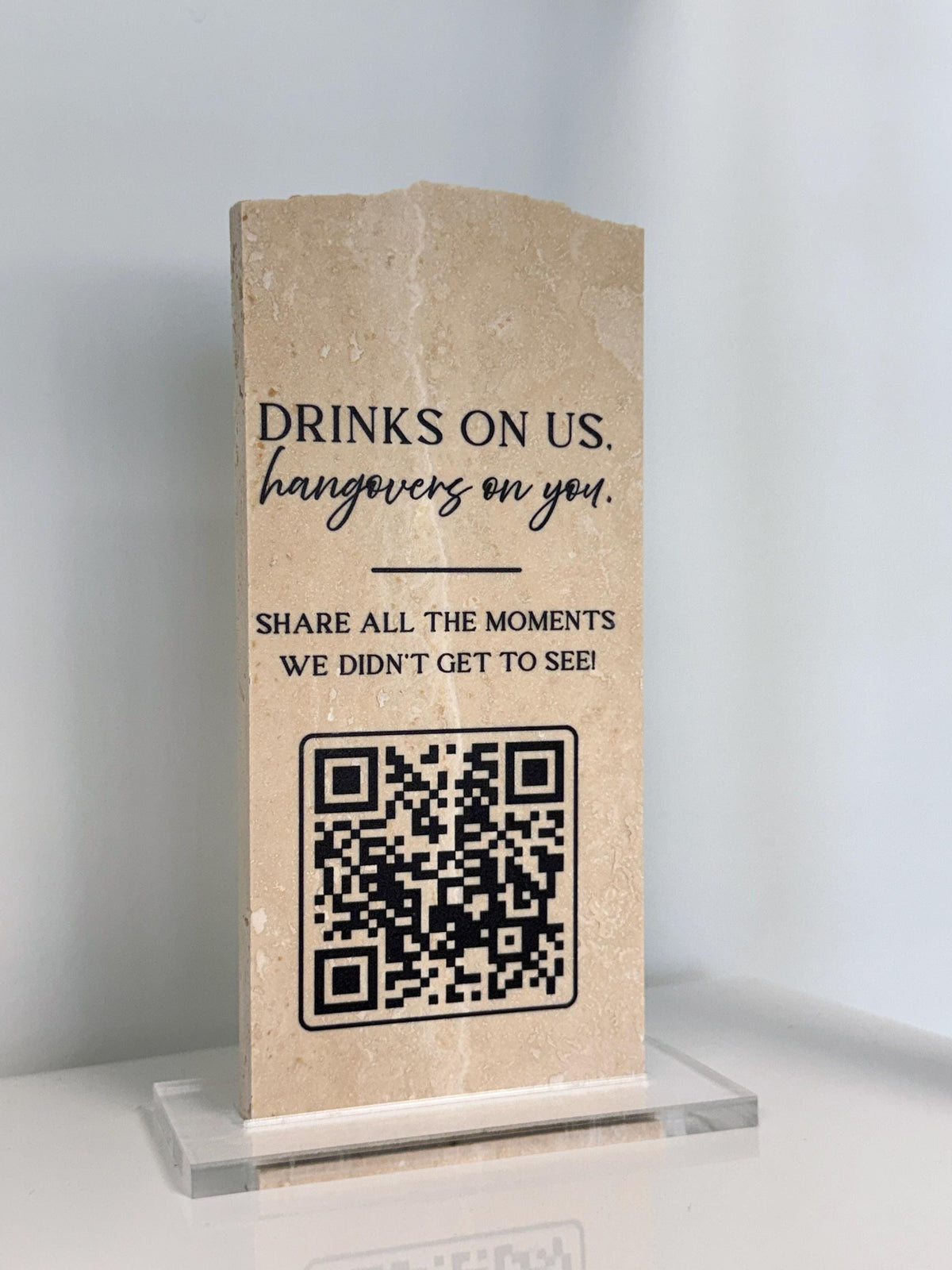 Custom Travertine Stone QR Code Sign | Wedding QR Code Sign | Wedding Photo Sharing Sign | Business QR Sign | Scan Me Sign
