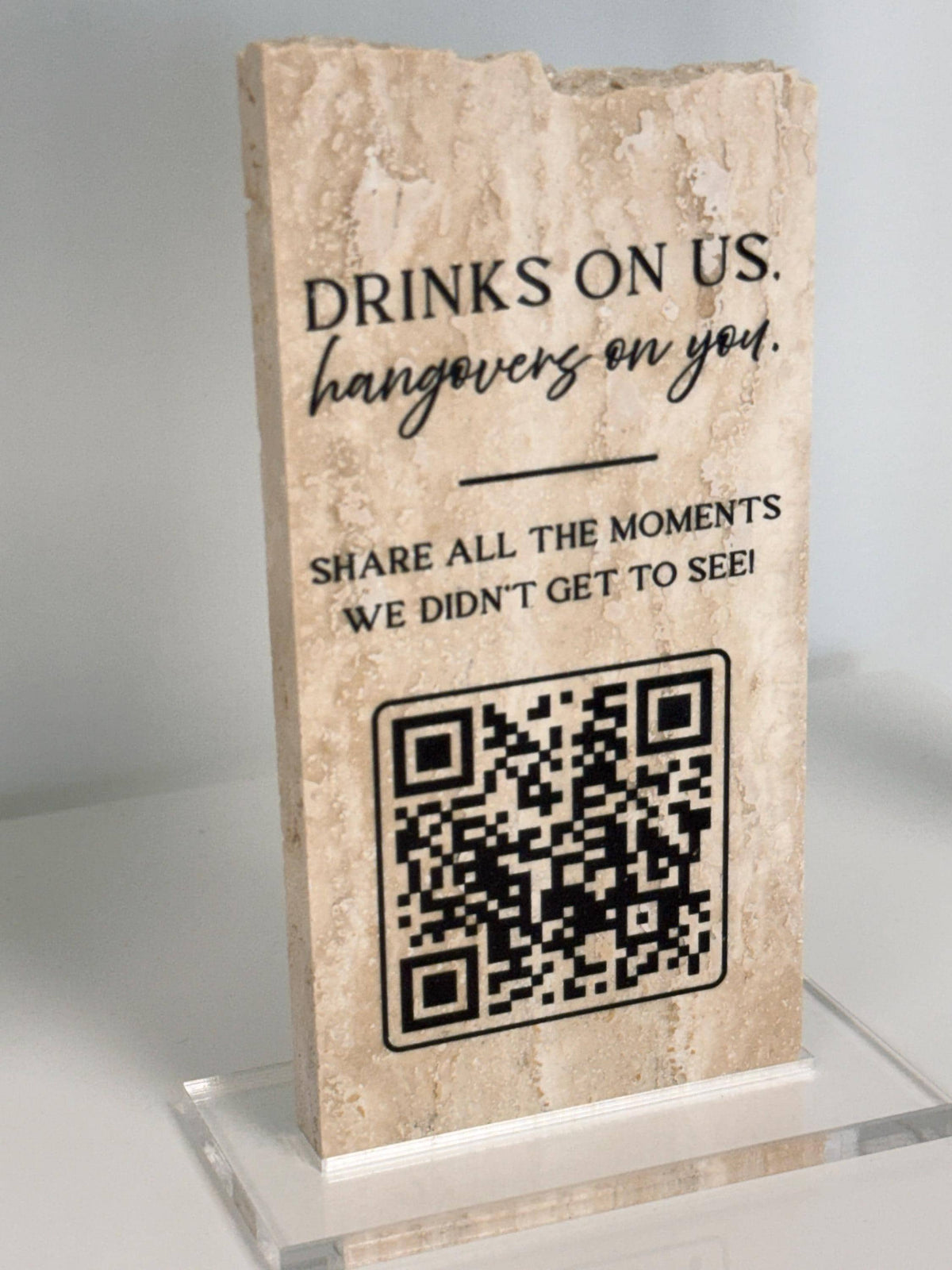 Custom Travertine Stone QR Code Sign | Wedding QR Code Sign | Wedding Photo Sharing Sign | Business QR Sign | Scan Me Sign