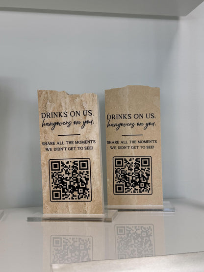 Custom Travertine Stone QR Code Sign | Wedding QR Code Sign | Wedding Photo Sharing Sign | Business QR Sign | Scan Me Sign
