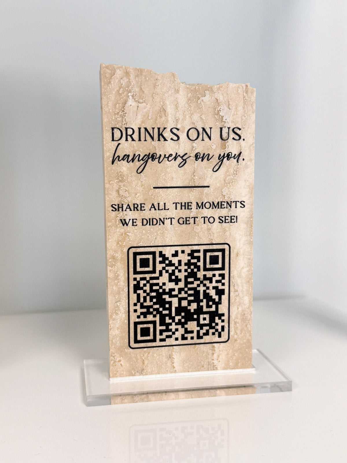 Custom Travertine Stone QR Code Sign | Wedding QR Code Sign | Wedding Photo Sharing Sign | Business QR Sign | Scan Me Sign