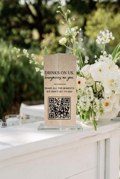 Custom Travertine Stone QR Code Sign | Wedding QR Code Sign | Wedding Photo Sharing Sign | Business QR Sign | Scan Me Sign
