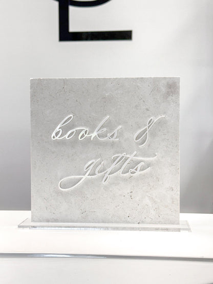 White Marble 3D Books & Gifts Table Sign | Wedding Sign | Gift Table Sign | Wedding Reception Sign | Acrylic Lettering