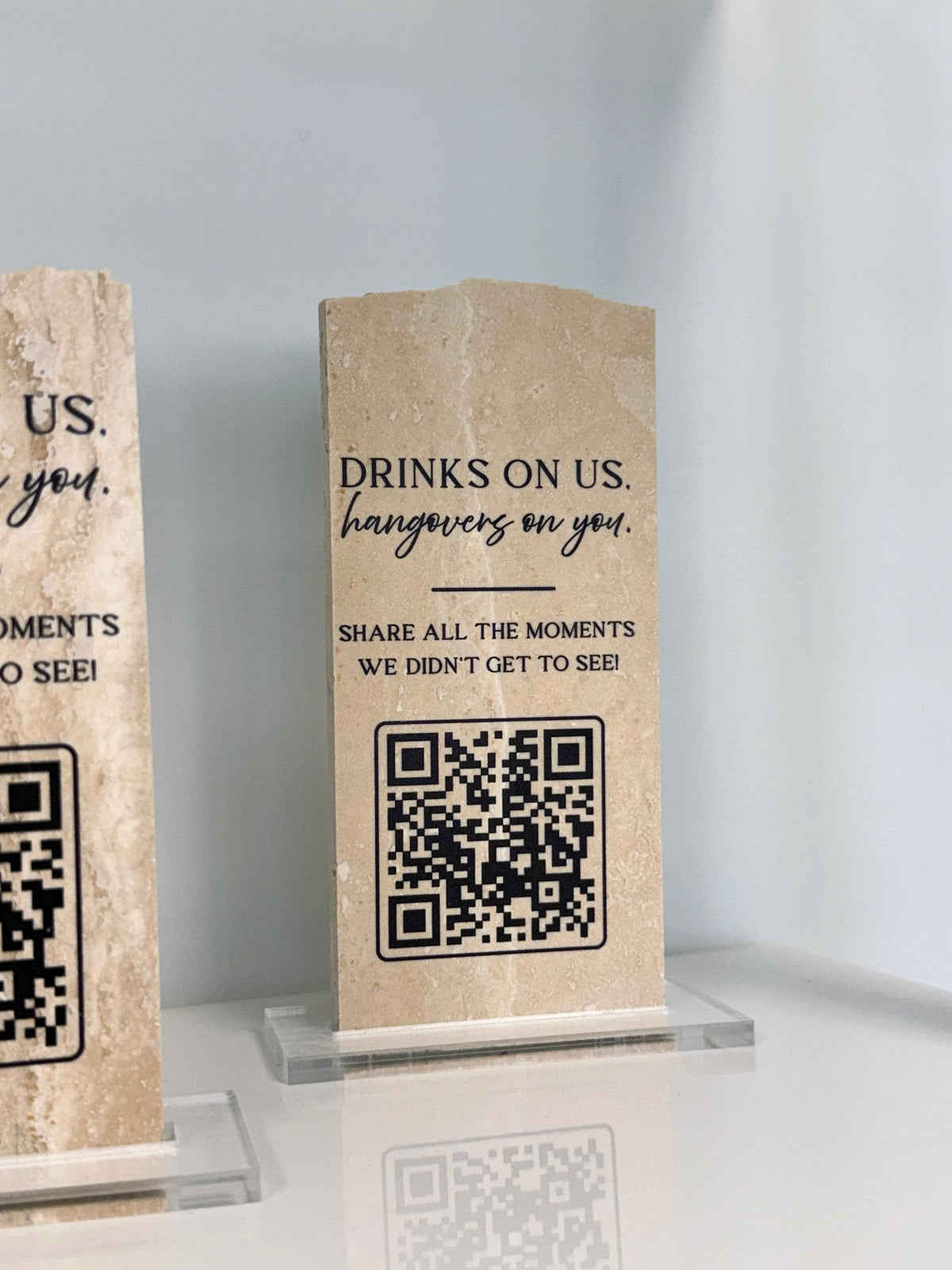 Custom Travertine Stone QR Code Sign | Wedding QR Code Sign | Wedding Photo Sharing Sign | Business QR Sign | Scan Me Sign