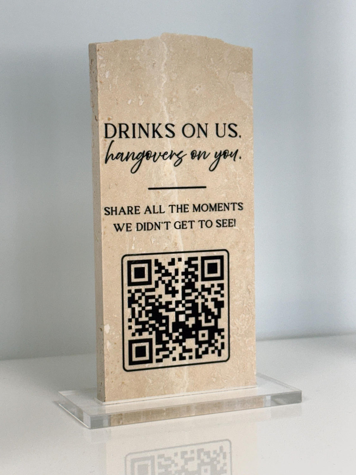 Custom Travertine Stone QR Code Sign | Wedding QR Code Sign | Wedding Photo Sharing Sign | Business QR Sign | Scan Me Sign