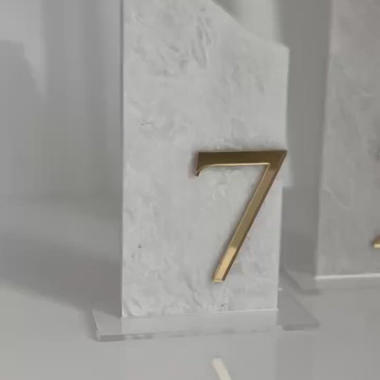 3D Marble Stone Table Numbers | Wedding Unique Signage | Custom Layered Decor | Table Numbers | Tablescape Decor | Natural Marble