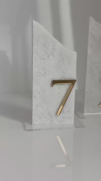 3D Marble Stone Table Numbers | Wedding Unique Signage | Custom Layered Decor | Table Numbers | Tablescape Decor | Natural Marble