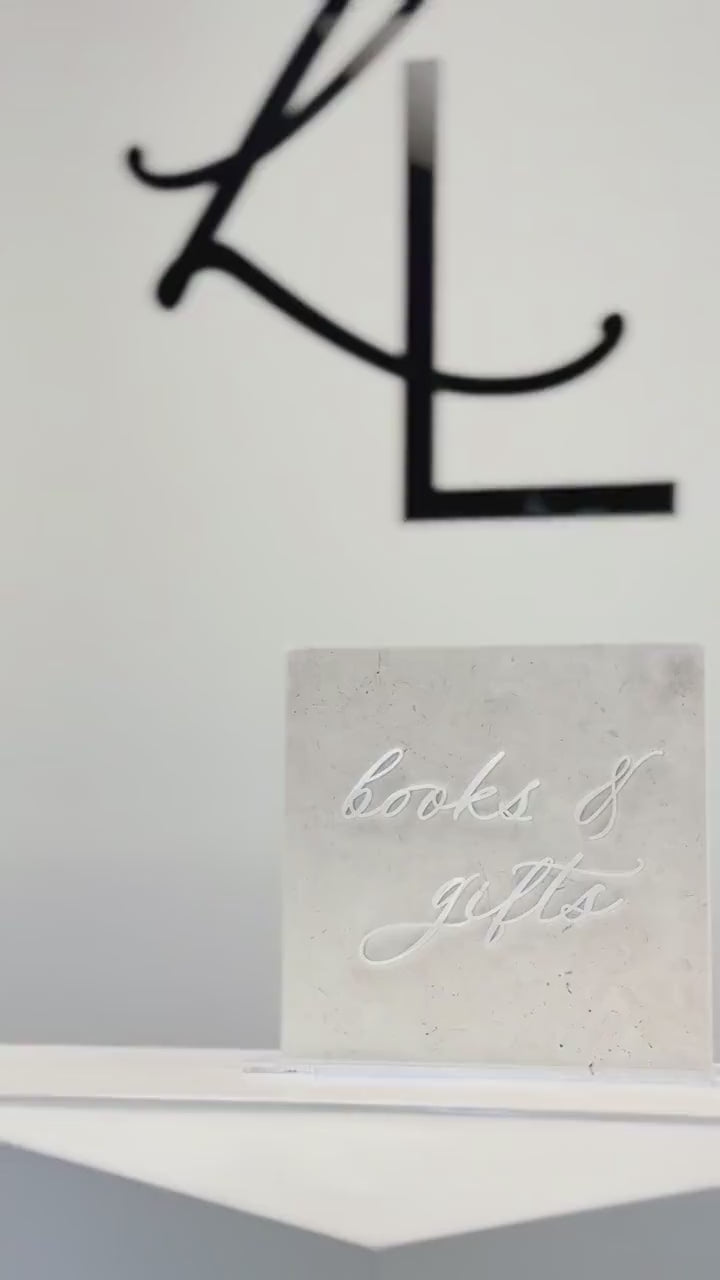 White Marble 3D Books & Gifts Table Sign | Wedding Sign | Gift Table Sign | Wedding Reception Sign | Acrylic Lettering