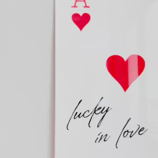 Luxury Acrylic “Lucky in Love” Sign – 35x24” Modern Ace of Hearts Wall Art | Premium Romantic Decor by Luxe Lines Designs