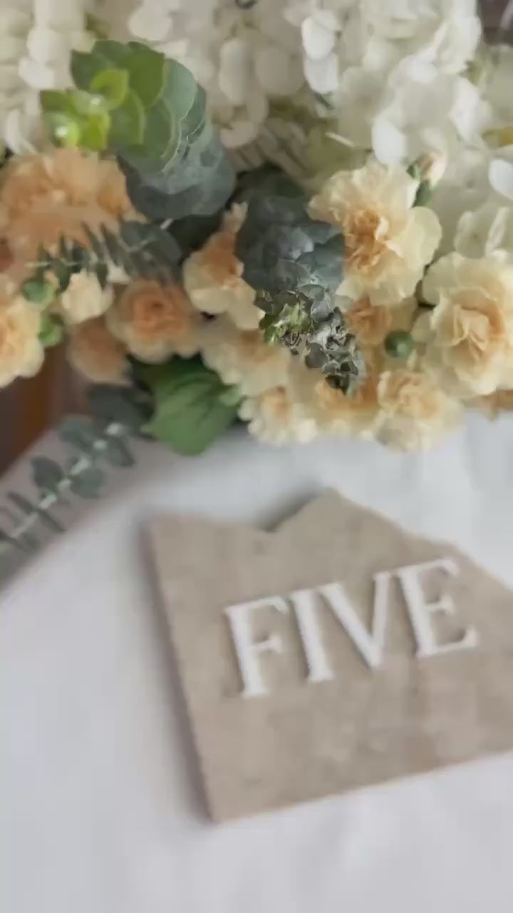 3D Marble Stone Acrylic Table Number Sign | Unique Wedding Signage | Custom Layered Decor | Travertine Marble | Modern Reception Decor