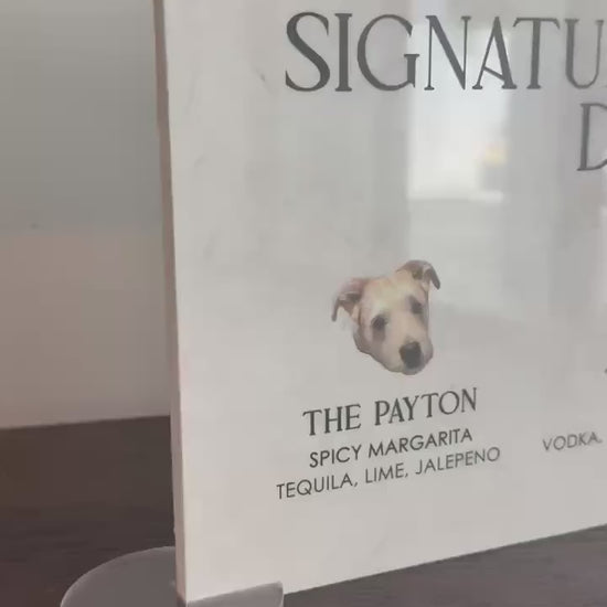 Marble Stone Bar Sign | Wedding Unique Signage | Menu sign | Drink Sign | Bar Sign | Signature Drinks | Dog Pet Portrait Sign
