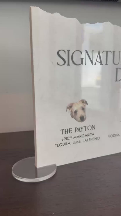Marble Stone Bar Sign | Wedding Unique Signage | Menu sign | Drink Sign | Bar Sign | Signature Drinks | Dog Pet Portrait Sign