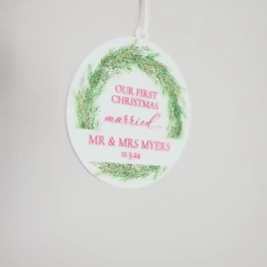 Our First Christmas Married, Engaged, etc. Ornament Gift | Customizable Acrylic Keepsake | Couple’s First Christmas Ornament