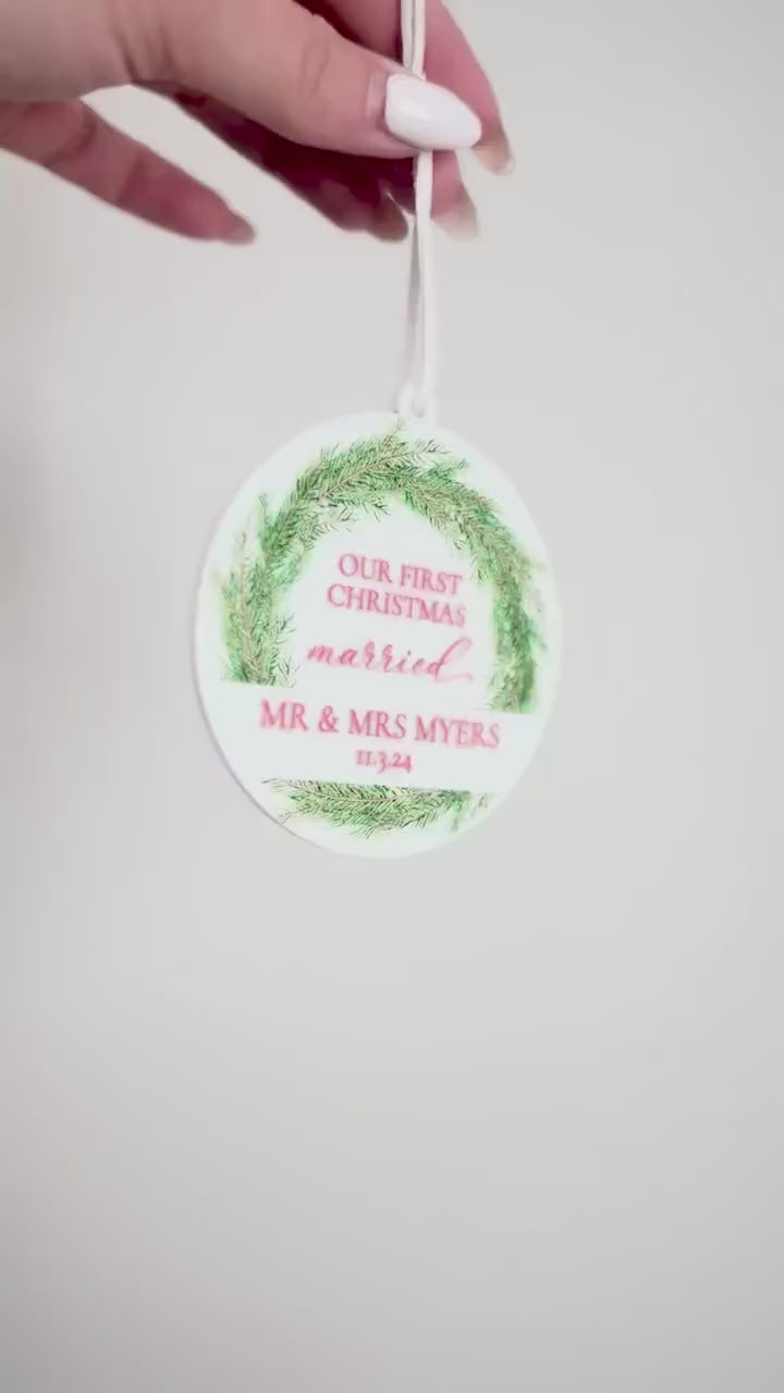 Our First Christmas Married, Engaged, etc. Ornament Gift | Customizable Acrylic Keepsake | Couple’s First Christmas Ornament