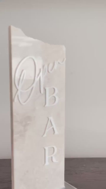 Marble Stone Open Bar Sign | Wedding Unique Signage | Menu sign, Drink Sign, Bar Sign | Signature Drinks
