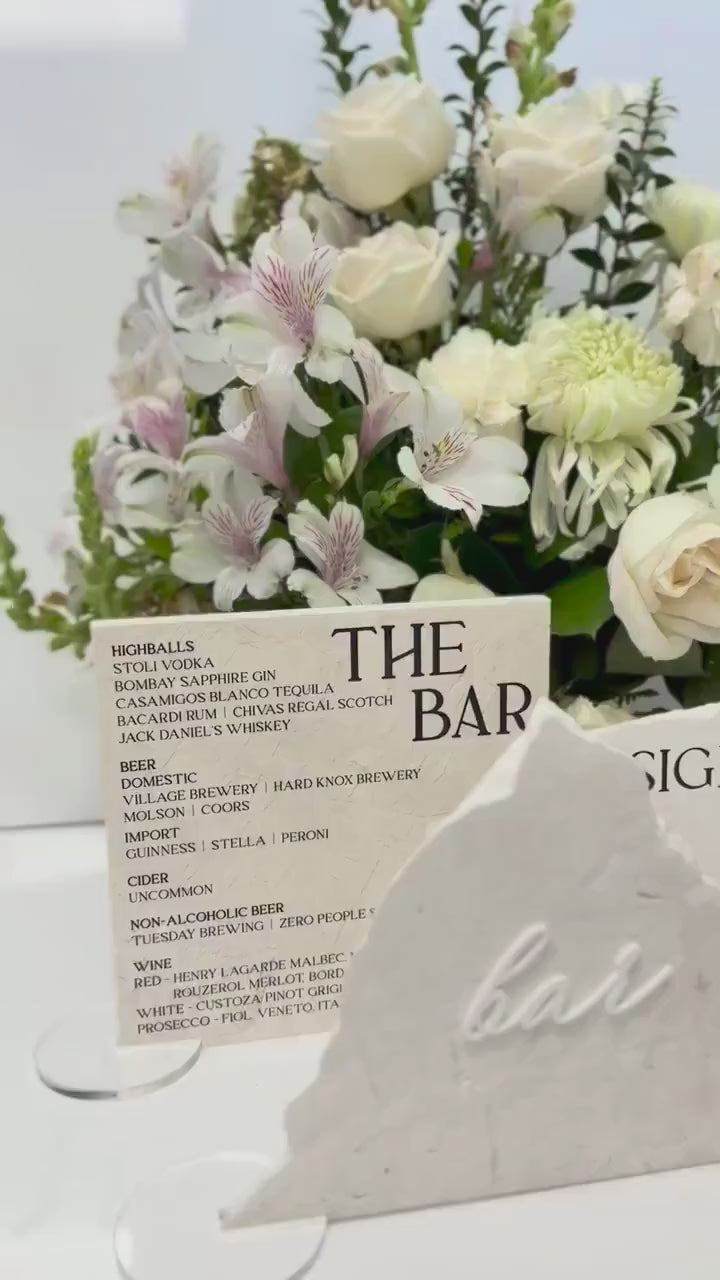 Marble 3D Bar Table Sign | Wedding Sign | Modern Wedding Decor | Favor Sign | Party Tabletop Signs | Bar Decor