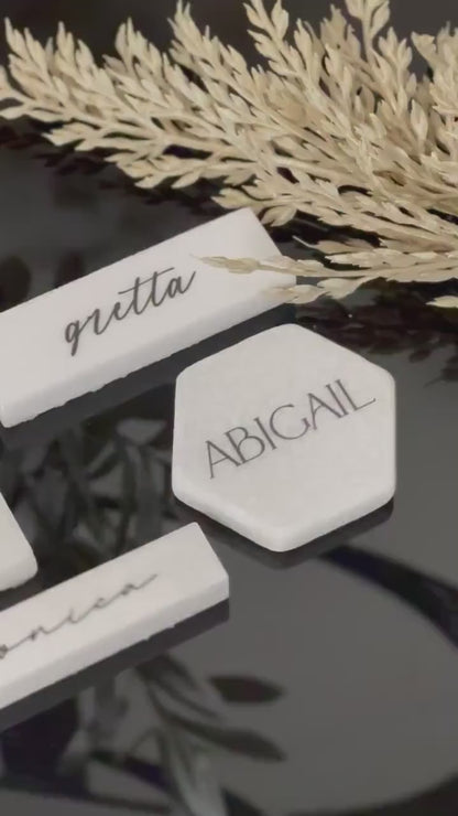 Mable Stone Acrylic Place Card Settings - Square , Stone place names,  Wedding place names, wedding place card settings