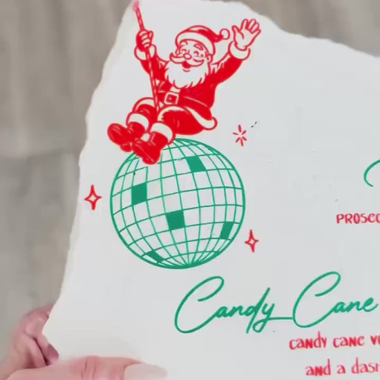 Christmas Cocktail Menu Sign – Santa Disco Stone Sign | Holiday Bar Sign | Christmas Party Decor | Luxe Lines Designs