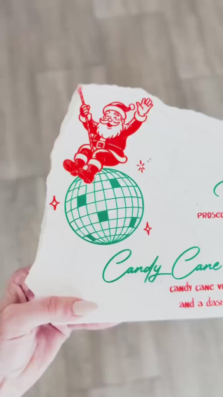 Christmas Cocktail Menu Sign – Santa Disco Stone Sign | Holiday Bar Sign | Christmas Party Decor | Luxe Lines Designs