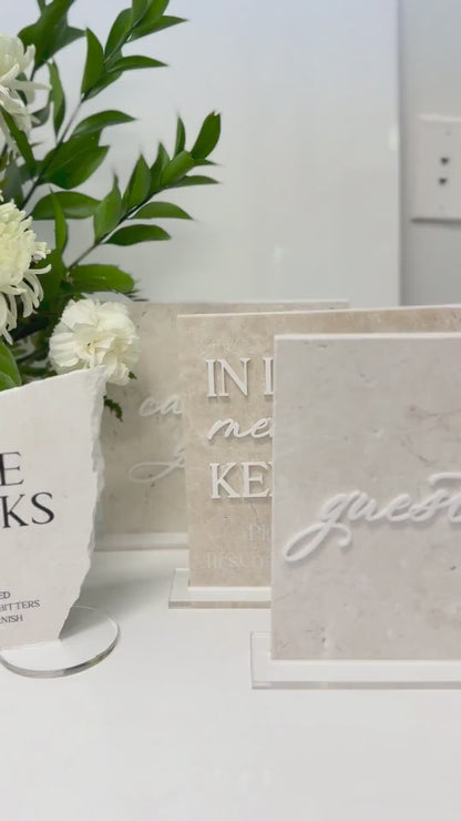 Marble 3D Guestbook Table Sign | Wedding Sign | Modern Wedding Decor | Favor Sign | Party Tabletop Signs | Gold Mirror