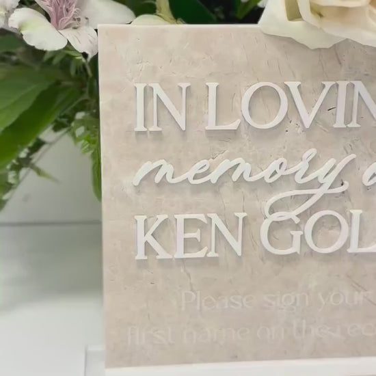 Memorial Sign | In Loving Memory Wedding Sign | White Marble Memorial Table Sign | Celebration of Life Decor | Custom Remembrance Sign