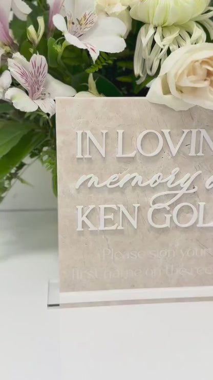 Memorial Sign | In Loving Memory Wedding Sign | White Marble Memorial Table Sign | Celebration of Life Decor | Custom Remembrance Sign