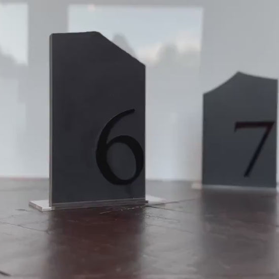 3D Black Matte Limestone Stone Table Numbers | Wedding Unique Signage | Custom Decor | Table Numbers | Tablescape Decor | Natural Limestone