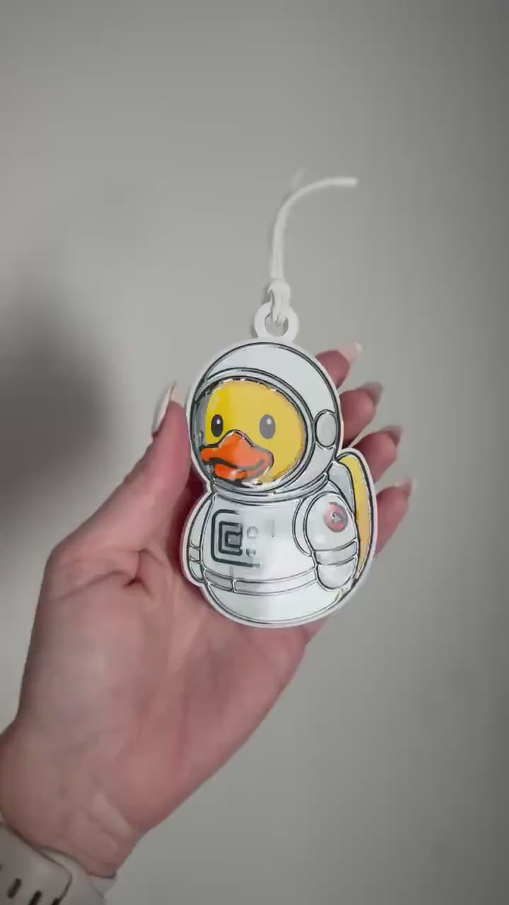 Duck Astronaut Ornament Gift | Cute Space Rubber Duck Holiday Decoration | Acrylic Rubber Duck