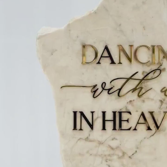 Dancing With Us In Heaven Wedding Sign | Memorial Table Decor | In Loving Memory Sign | Marble Stone Wedding Sign
