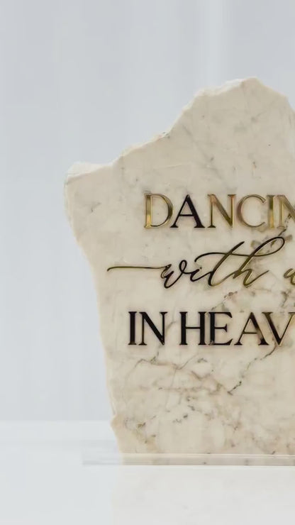 Dancing With Us In Heaven Wedding Sign | Memorial Table Decor | In Loving Memory Sign | Marble Stone Wedding Sign
