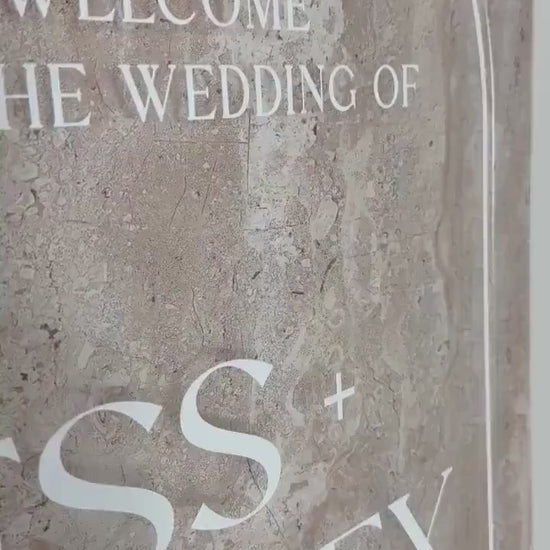 Faux Stone Wedding Welcome Sign with Standoffs  |Minimalist Modern Signage | Travertine Wedding Signage Welcome Sign | Acrylic Wedding Sign