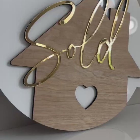 Personalized Realtor Key with Heart | Closing Realty | House Sold Acrylic and Wood Sign | Closing Prop | Realtor Gift Sold Sign