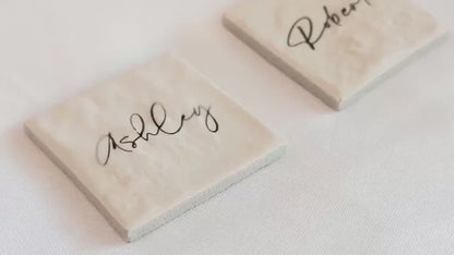 Porcelain Matte Stone Place Card Settings | Square Name Tags | Stone Place Names | Wedding Place Names | Wedding Place Card Settings
