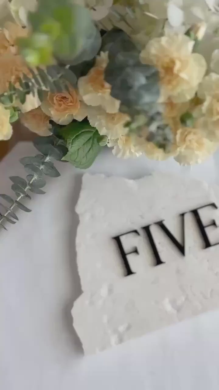 3D Acrylic Table Number Stone Sign | Unique Wedding Signage | Custom Layered Decor | Travertine Marble | Modern Reception Decor