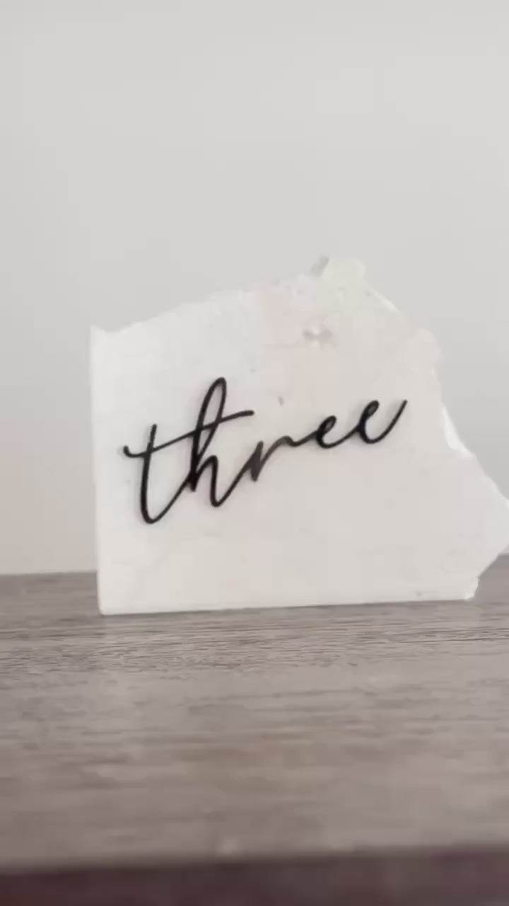 3D Acrylic Table Number Stone Sign | Wedding Unique Signage | Custom Layered Decor | Table Numbers | Marble | Unique Different Sign