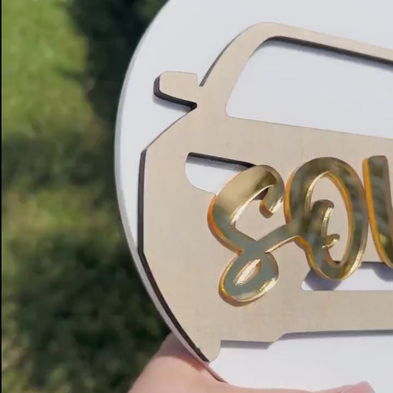 Personalized Car Sales Key Sign: Acrylic & Wood Closing Prop