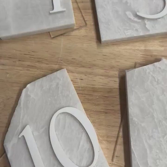 3D Marble Stone Table Numbers | Wedding Unique Signage | Custom Layered Decor | Table Numbers | Tablescape Decor | Natural Marble