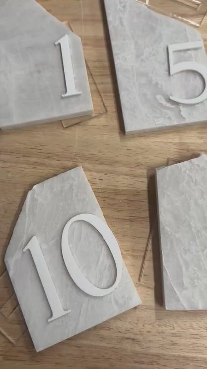3D Marble Stone Table Numbers | Wedding Unique Signage | Custom Layered Decor | Table Numbers | Tablescape Decor | Natural Marble