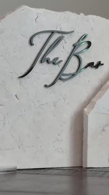 3D Marble Stone Bar Sign: Unique Wedding Drink Menu | The Bar | Signature Cocktails