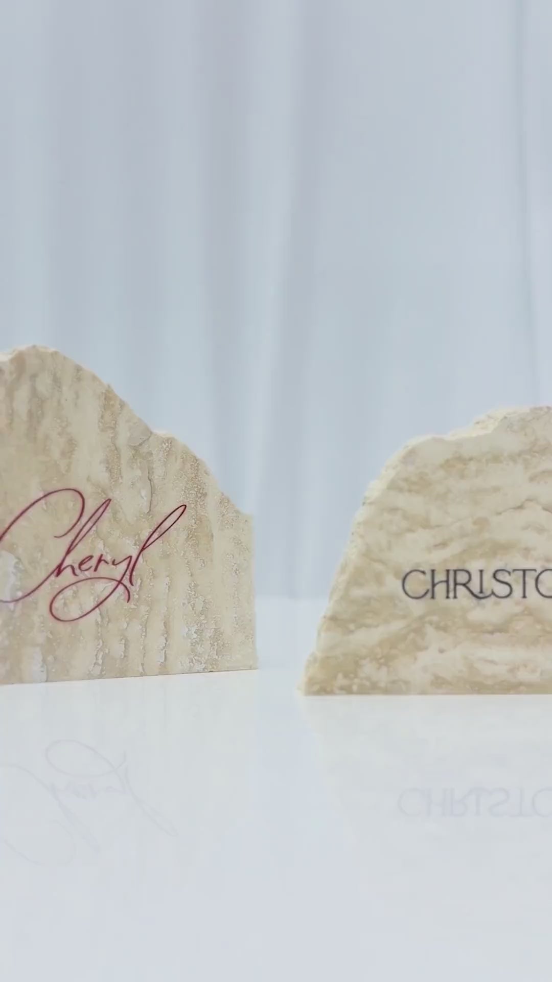 Irregular Travertine Stone Place Card | Acrylic Wedding Place Name | Travertine Looking