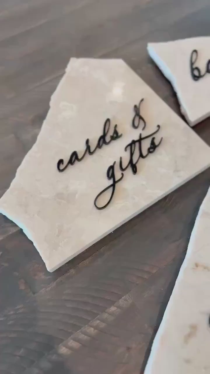 Marble 3D Cards & Gifts | Guestbook | Bar Table Sign | Modern Wedding Decor | Bundle | Party Tabletop Signs | Gold Mirror | Drink Sign