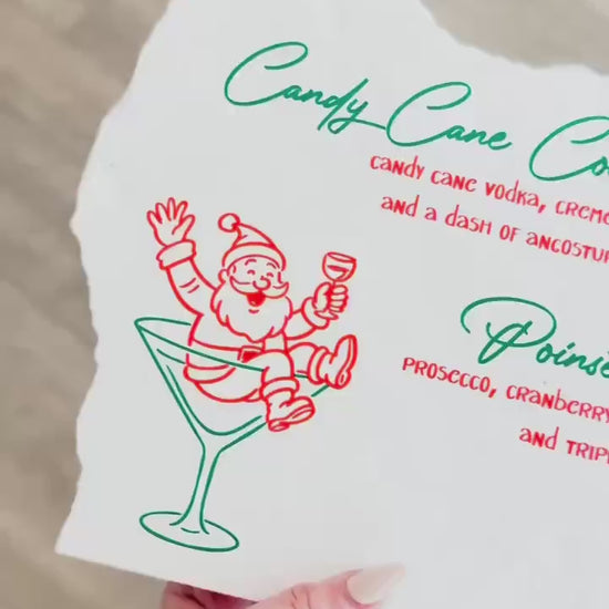 Christmas Cocktail Menu Sign – Santa Disco Stone Sign | Holiday Bar Sign | Christmas Party Decor | Luxe Lines Designs